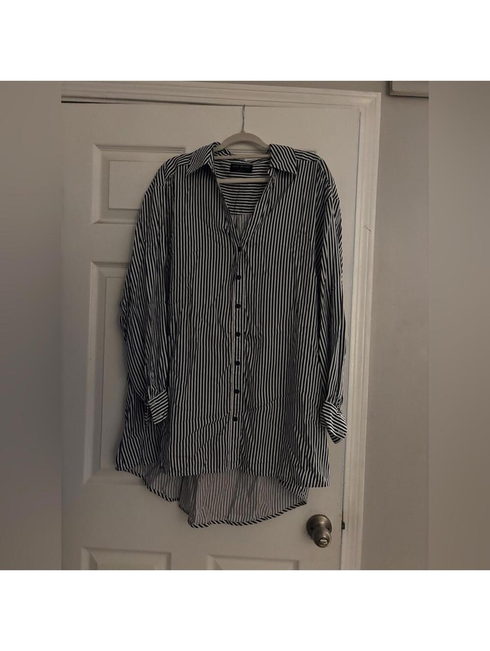 Lane Bryant Black and White Striped Blouse